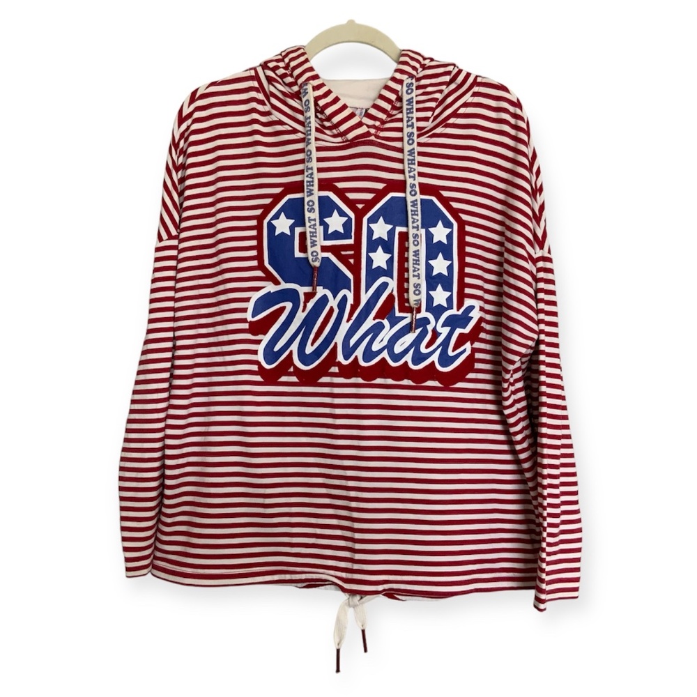 Women’s So What Red & White Striped Hoodie Size M